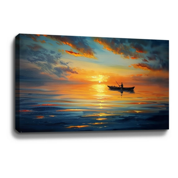 Ocean Art Wall Decor Sea Wall ArtSunset Wall ArtSunset Fisherman Canvas Wall Art Painting For Livingroom Decor Office Bedroom Decoration