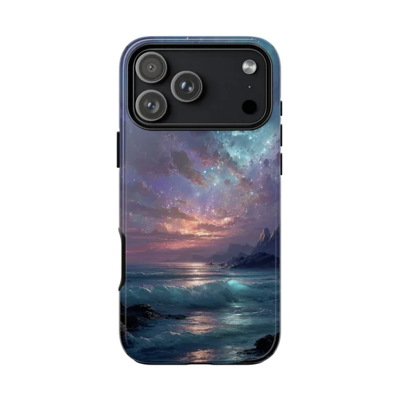 Ocean Aurora Starlit Sky Clouds Phone Case for iPhone 17 through 11 Pro Max