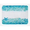 thumbnail image 1 of Ocean Bath Mat, Modern Sealife Marine Sea Shells Stars Fish Under The Sea Image, Plush Bathroom Decor Mat with Non Slip Backing, 29.5" X 17.5", Turquoise Seafoam, 1 of 2