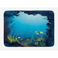 thumbnail image 1 of Ocean Bath Mat, Topical Underwater Cave Fishes Swimming Marine Coral Reefs Exotic Aquatic Beauty Image, Non-Slip Plush Mat Bathroom Kitchen Laundry Room Decor, 29.5 X 17.5 Inches, Dark Blue, Ambesonne, 1 of 2