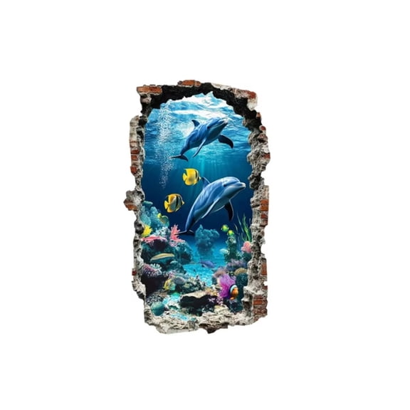 Ocean Bathroom PVC Decals, Easy Peel & Stick Irregular Hollow Cutout