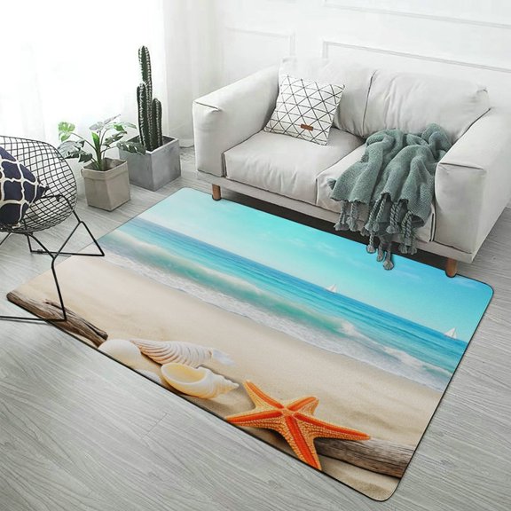 Ocean Beach (2)-2 Carpet for Home Decoration Soft Comfy Rugs for Bedroom Living Room Bathroom Entrance Non-slip Comfort Mat