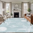thumbnail image 1 of Ocean Beach Area Rugs 6'x9', Small Throw Rugs for Kitchen Dining room, Summer Coastal Starfish Shell Conch Wooden Green Indoor Outdoor Rug Non-Slip Low Pile Carpet Runner Reversible Floor Mats, 1 of 8