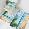 thumbnail image 1 of Ocean Beach Bathroom Rugs Set Palm Trees Non Slip Absorbent Soft Bath Mats 3 Piece Set with Bathroom Rug, U-Shaped Floor Mat, Toilet Seat Cover Small Size, 1 of 9