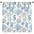 thumbnail image 1 of Ocean Beach Bedroom Window Curtain,Ocean Seashell Seahorse Retro Style Blackout Window Door Curtains for Bathroom Living Room Home Decor,2 Panel Set W52xL63in, 1 of 5