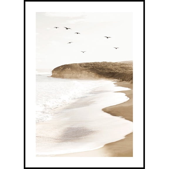 Ocean Beach Birds Poster Wall Art, Modern Wall Decor For Living Room Bedroom, 8x12 UNFRAMED