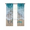 thumbnail image 1 of Ocean Beach Blackout Curtains for Bedroom Living Room, Welcome 54 In Long Thermal Insulated Room Darkening Drapes Grommet Window Treatments, 42 x 54 In, 1 of 9