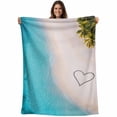 thumbnail image 1 of Ocean Beach Blanket Soft Cozy Warm Twin Blanket for Bed, Plush Fuzzy Flannel Fleece Blankets for Sofa, Love Tropical Summer Plant Gradient Wave Throw Blankets for Couch, Gifts for Men, 60"x80", 1 of 9