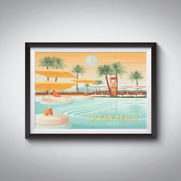 Ocean Beach Club Ibiza Spain Pool Party San Antonio Art, Unframed Paper Poster 8x10in