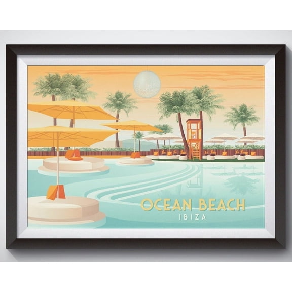 Ocean Beach Club Travel Poster, Ibiza Spain Travel Poster, O Beach, Day Club, Djs, San Antonio, Pool Party, Ibiza Rave, Ibiza Club Posters Wall Art, Modern Wall Decor, 8x12 UNFRAMED