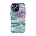thumbnail image 1 of Ocean Beach Coast Teal Pink Summer Scenic Artwork Phone Case for 11 12 13 14 15 16 17 Pro Max, 1 of 2