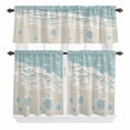 thumbnail image 1 of Ocean Beach Curtain Valances Set Hand-Painting Abstract Beige Beach Blue Sea Turtle Kitchen Curtains 36&nbsp;inch Length Rod Pocket Valance and Tiers 3 Piece Set Small Bedroom Bathroom Laundry Decor, 1 of 9