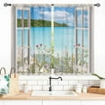 thumbnail image 1 of Ocean Beach Curtains, Coastal Nautical Trpical Wildfloral Ocean Landscape Sea Scenery Summer Drapery Treatments for Bedroom Living Room Bathroom Windows 2 Panels, 55x39 Inch, 1 of 4