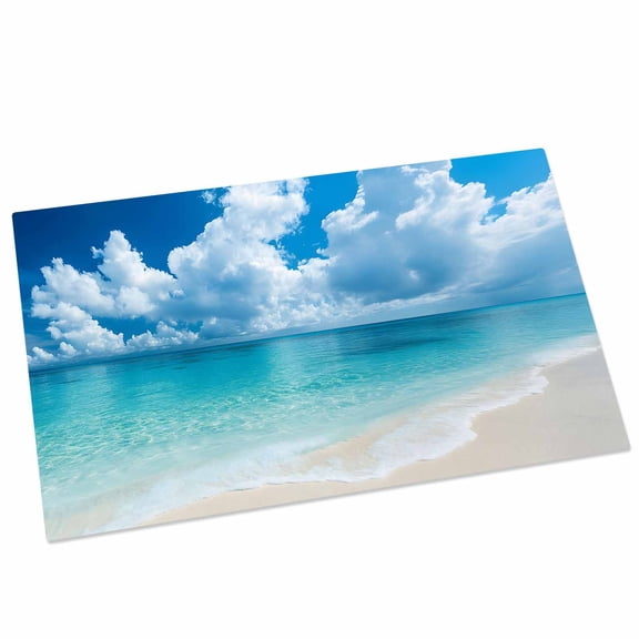 Ocean Beach Door Mat 16x24 Inch Summer Nature Sea Sky Cloud Scenery Entryway Rug with Non-Slip Rubber, Front Door Rug Indoor Floor Mats for Living Room Bathroom Bedroom Home Office