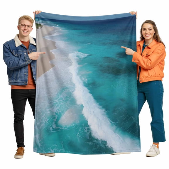 Ocean Beach Flannel Blanket for Bed,Travel and Camping, Minimalist Super Soft Cozy Blanket for All Seasons 40"x50"