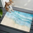 thumbnail image 1 of Ocean Beach Front Door Rugs 2x3 ft Gradient Light Blue Ocean Waves Beige Beach Small Rug for Entryway Non Slip Washable Bathroom Door Mat Absorbent Floor Mat for Indoor Entrance, 1 of 9