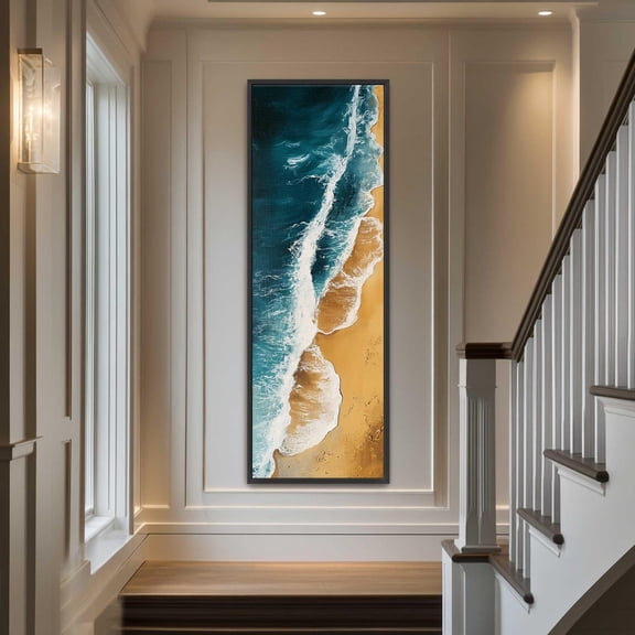 Ocean Beach House Tall Narrowd Coastal Slim Vertical 1 3 Panoramic Aerial Beach Wall Art