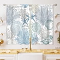 thumbnail image 1 of Ocean Beach Kitchen Curtains Nautical Coastal Starfish Seashell Small Window Treatment Underwater Cafe Short Window Curtains for Bathroom Dining Room Blue Sea Treatment Drapes 27.5x39 inch, 1 of 6