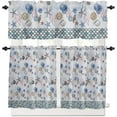 thumbnail image 1 of Ocean Beach Kitchen Curtains and Nautical Coastal Valance Set, Fish Scale Starfish Small Short Half Farmhouse Seashell Tier Curtains 36 Inch Length Kitchen Decor for Cafe Bathroom Nursery Bedroom, 1 of 5