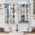 thumbnail image 1 of Ocean Beach Kitchen Curtains - Shells Pearls Conch Lighthouse Wishing Fishing Boats Print Decor Home Bedroom Living Room Rod Pocket Window Drapes 2 Panels Set, 56"x36", 1 of 5