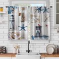 thumbnail image 1 of Ocean Beach Kitchen Curtains - Shells Pearls Conch Lighthouse Wishing Fishing Boats Print Decor Home Bedroom Living Room Rod Pocket Window Drapes 2 Panels Set, 56"x36", 1 of 5