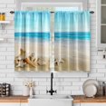 thumbnail image 1 of Ocean Beach Kitchen Curtains - Summer Starfish Seashell Tropical Sea Sky View Print Decor Home Bedroom Living Room Rod Pocket Window Drapes 2 Panels Set, 56"x36", 1 of 5