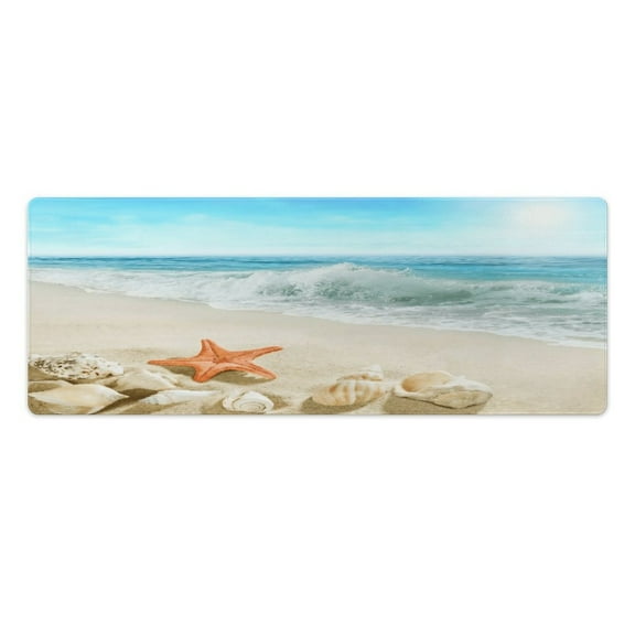 Ocean Beach Kitchen Mats Pvc 2PCS, Non-Slip Kitchen Pvc Mats And Rugs,Cushioned Anti Fatigue Standing Mat for Home