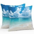 thumbnail image 1 of Ocean Beach Outdoor Pillow Covers Pack of 2 Summer Nature Sea Sky Cloud Scenery Waterproof Throw Pillow Covers Decorative Cushion Cases for Patio Garden Tent Balcony Couch 18x18 inch, 1 of 8