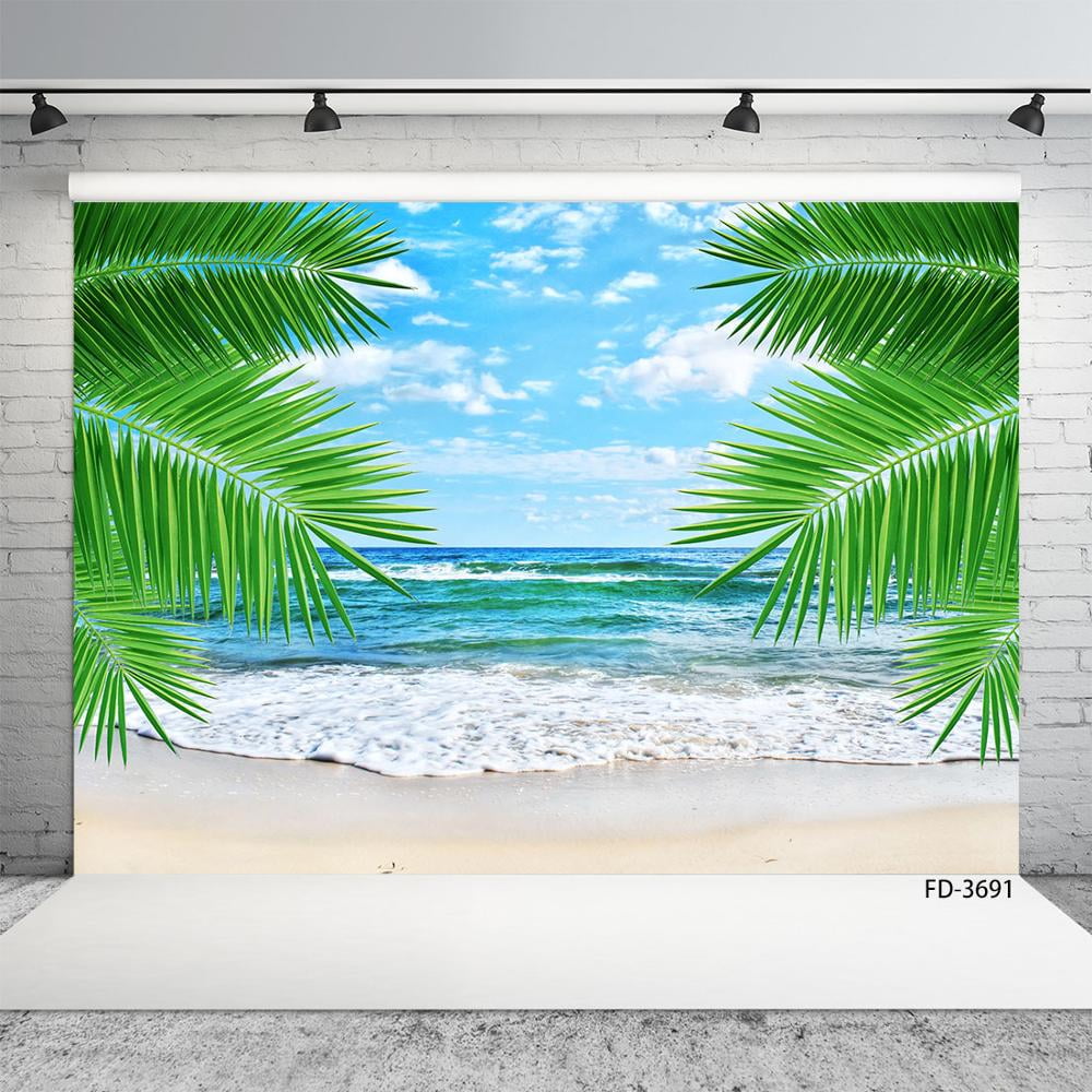 Ocean Beach Photographic Backdrop Palm Waves Summer Photography ...