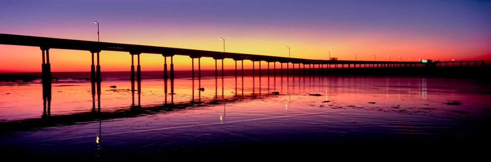 Ocean Beach Pier at sunset San Diego California USA Canvas Art - Panoramic Images (6 x 18)