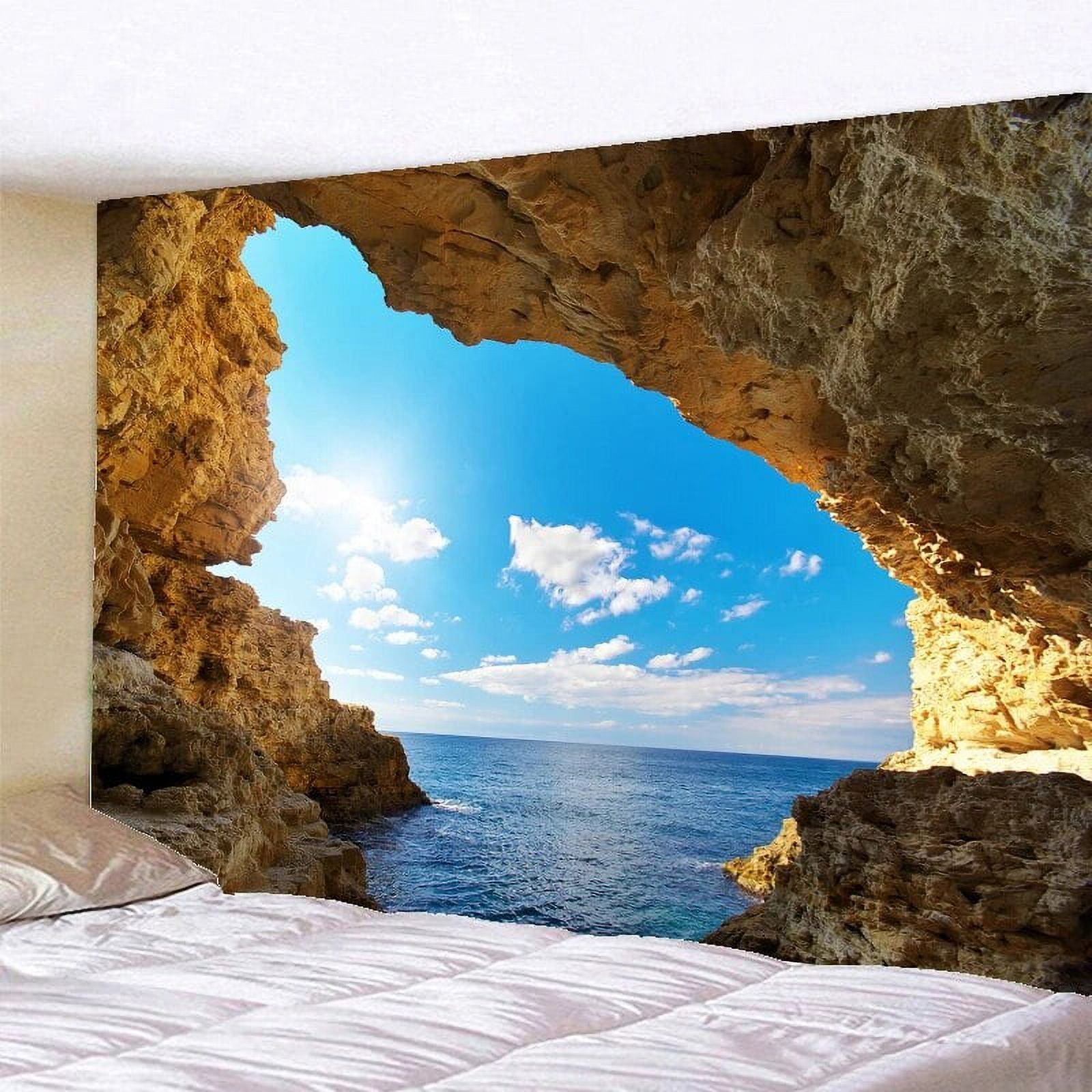 Ocean Beach Reef Cave Wall Tapestry Landscape Forest Waterfall Cloth ...