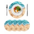 thumbnail image 1 of Ocean Beach Round 15 Inch Placemats Set of 4, Starfish Sea Waves Coastal Seaside Sand HeatResistant Non Slip Place Mats for Dining Table, Wipeable Braided Kitchen Table Mats for Housewarming, 1 of 9