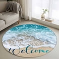 thumbnail image 1 of Ocean Beach Round Area Rugs 3 ft, Welcome Washable Small Area Rug with Non-Slip Sturdy Edge Binding Round Front Door Mat Floor Carpet for Entryway, 1 of 9