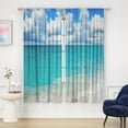 thumbnail image 1 of Ocean Beach Sheer Curtains - Tropical Sea Seaside Scenery Decor Blue Sky Sunshine Decoration for Bedroom Dining Living Room Transparent Voile Rod Pocket Window Drapes 2 Panel Set, 52"x84", 1 of 1
