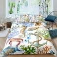 thumbnail image 1 of Ocean Beach Ship Anchor Duvet Cover Set Nautical Polyester Comforter Cover For Men Women Sunset Blue, 1 of 5