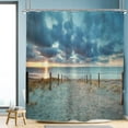 thumbnail image 1 of Ocean Beach Shower Curtain 72Wx72H Sunset Summer Sunrise Hawaiian Scenic Blue Sky Seaside Cool Sea Landscape Sand Decor Fabric Bathroom 12 Pack Plastic Shower Hooks, 1 of 6
