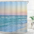 thumbnail image 1 of Ocean Beach Shower Curtain for Bathroom Decor 72Wx72H Beachy Hawaiian Waves Sea Blue Pink Tropical Coastal Seaside Scene Island Art Printed Fabric Polyester Waterproof 12 Pack Plastic Hooks, 1 of 6