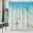 thumbnail image 1 of Ocean Beach Shower Curtain, Sea Drift Bottle Starfish Conch Seashell Bathroom Curtain, Tropical Ocean Theme Shower Curtain Set with 12 Hooks for Bathroom 72Wx84L, 1 of 6
