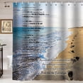 thumbnail image 1 of Ocean Beach Shower Curtain, Seaside Blue Sky White Cloud Sea Wave Seascape Inspirational Quotes Coastal Bathroom Decor, Waterproof Polyester Fabric Shower Curtain, 72x72 Inch, Footprints, 1 of 6