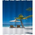 thumbnail image 1 of Ocean Beach Shower Curtain Seaside Coconut Tree Tourist Attractions Shower Curtains for Bathroom Decor, Waterproof Polyester Fabric Shower Curtain 72x72 Inch with 12 Hooks, 1 of 6