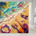 thumbnail image 1 of Ocean Beach Shower Curtain Starfish Beach Fabric Shower Curtain for Kids Boys Girls Teens Guitar Bathroom Waterproof Accessories with 12 Hooks Summer Curtains,72x72 Inches, 1 of 6