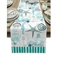 thumbnail image 1 of Marine Stripes Ocean Shells StarLighthouse Anchor Table Runner Home Wedding Table Mat Centerpieces Decor Dining Tablecloth, 1 of 7