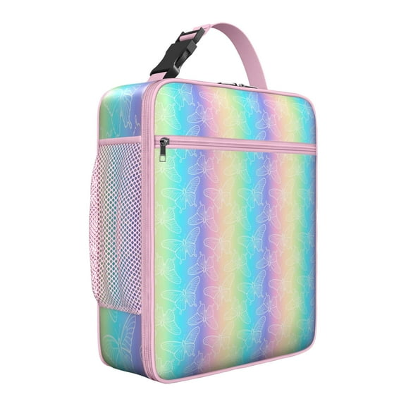 Ocean Beach Starry Night Insulated Lunch Tote – Abstract Geometric and Watercolor Rainbow Gradient Pattern, Waterproof Insulated Cooler Bag for School, Work, or Outdoor Activities