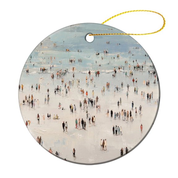 Ocean Beach Summer Sea Theme Funny Xmas Ornaments Ideal for Gifting And Collecting People at The Beach Ceramic Ornament Holiday Present Idea