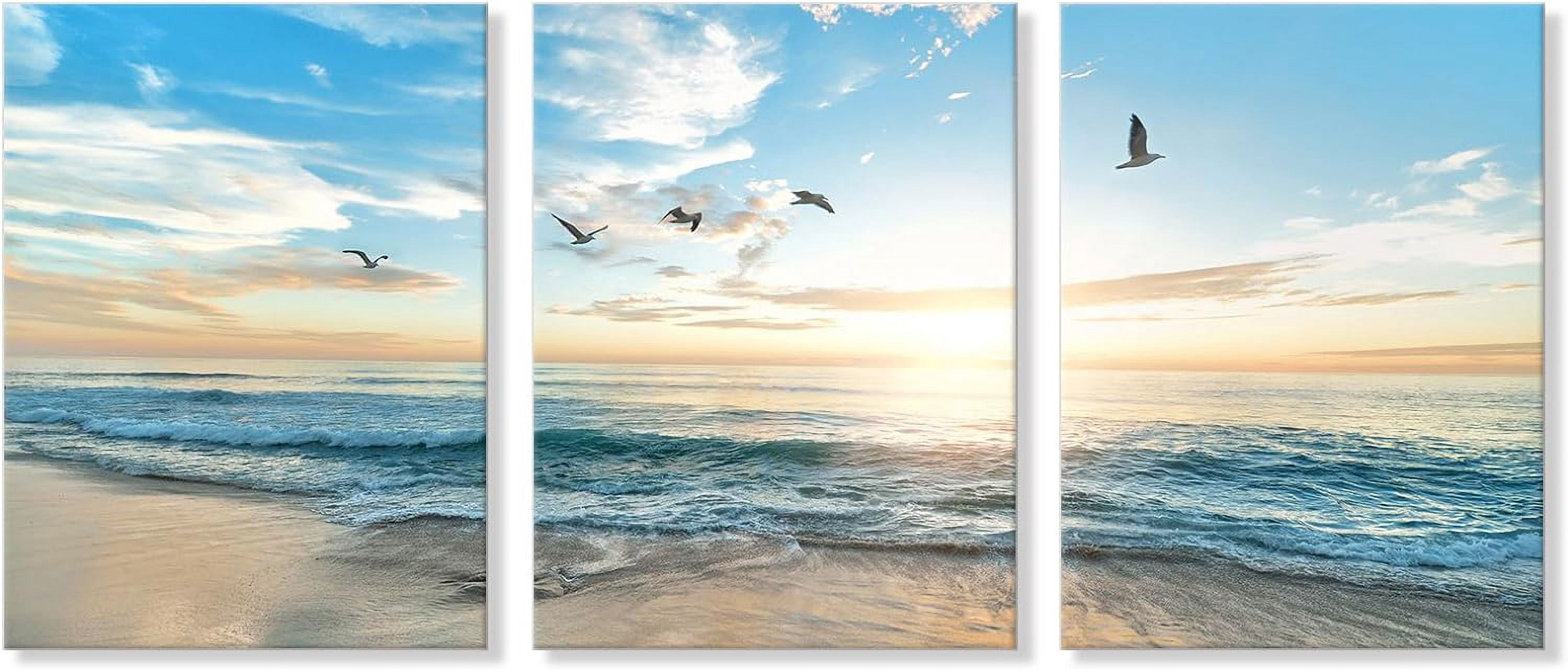 Ocean Beach Sunset Canvas Wall Art for Bedroom Seascape Paintings ...