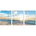 thumbnail image 1 of Ocean Beach Sunset Canvas Wall Art for Bedroom Seascape Paintings Coastal Picture Framed Artwork for Bathroom Living Room Office Decor 12x16Inchx3pcs, 1 of 5