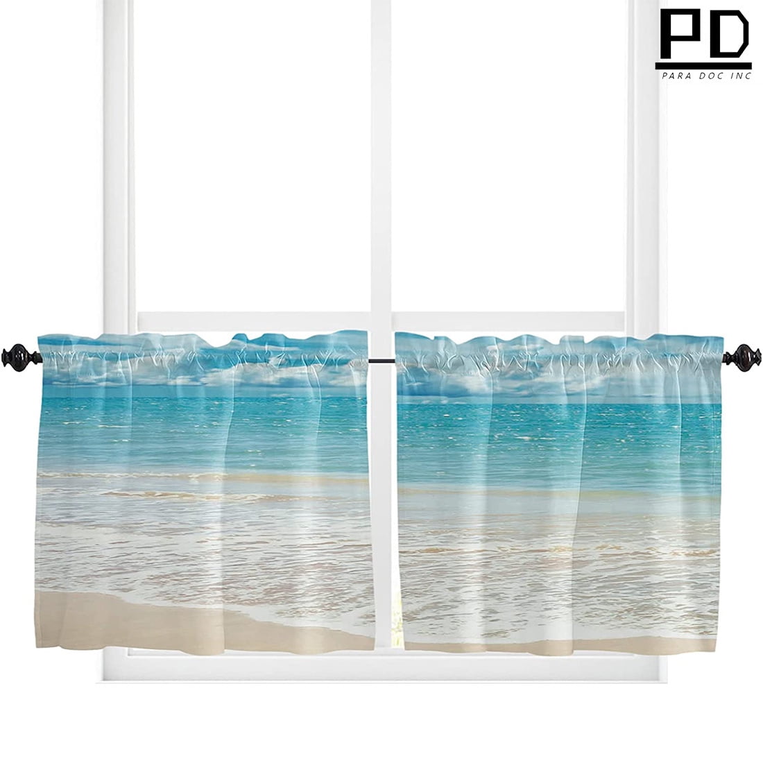 Ocean Beach Theme Kitchen Curtains