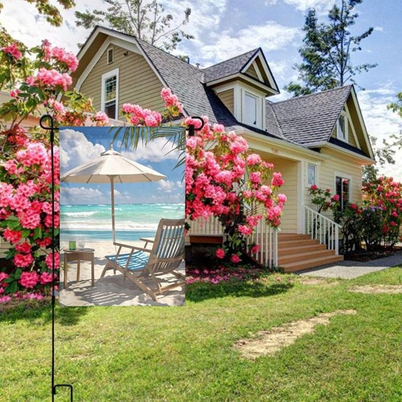 Ocean Beach Theme Welcome Garden Flag 12x18 Inch Double-Sided Vertical Yard Banner No Fade Outside Flags For Party Holiday Indoor Outdoor Home Decoration