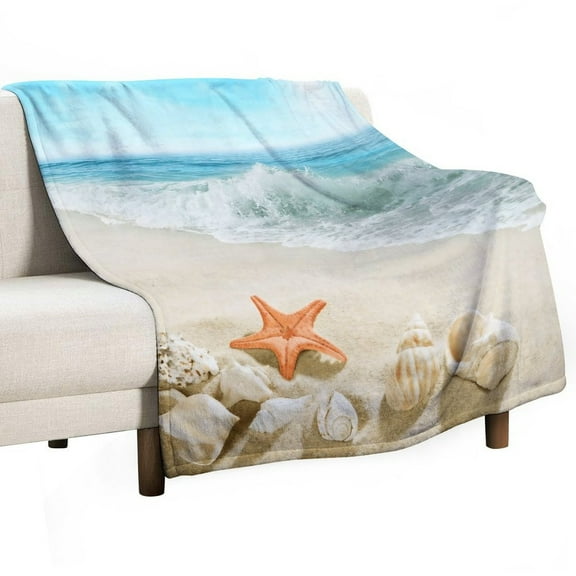 Ocean Beach Throw Blanket for Women, Men - Super Soft Plush Blanket Throw Fleece Blanket Animal Blanket