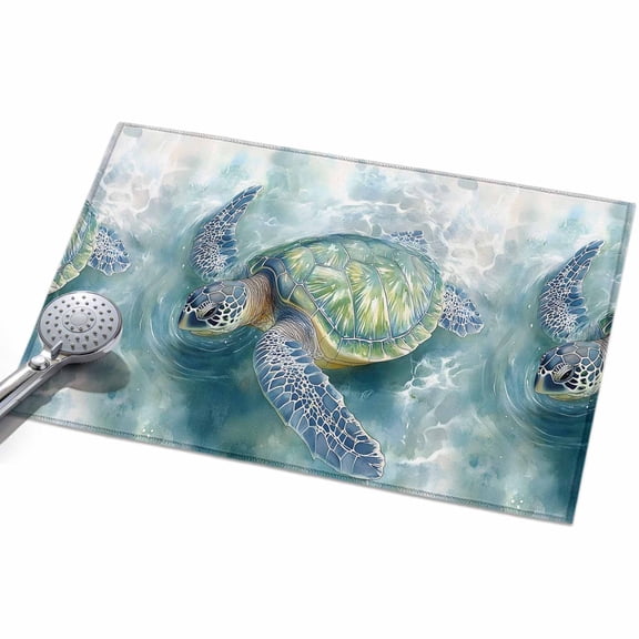 Ocean Beach Turtle Area Rugs 2x3ft Modern Art Animal Floor Rug Non Slip Low Pile Ultra Soft Throw Carpet for Entryway Indoor Entrance Kitchen Bathroom